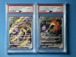 PSA10 Charizard 212/172, PSA10 Mewtwo 221/172 SAR VSTAR Universe Pokemon Card - Image 1