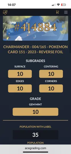 ACE 10 Sequential Set Bulbasaur Charmander Squirtle Master Ball Pokemon Card 151 - Image 4