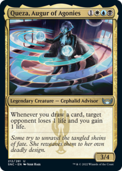 MTG-4x-Near Mint, English-Queza, Augur of Agonies - Foil-Streets of New Capenna - Image 1