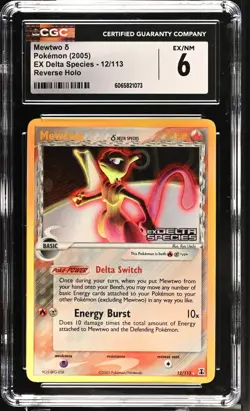 2005 Pokemon Mewtwo EX Delta Species 12/113 Reverse Holo CGC 6 - Image 1