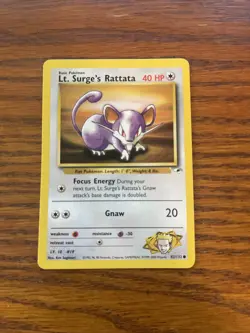 Pokemon TCG Lt. Surge's Rattata Gym Heroes 82/132 Regular Unlimited Common - Image 1