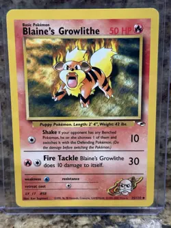 Blaine's Growlithe (35) 035/132 Uncommon Gym Heroes Pokemon LP 000273 - Image 1