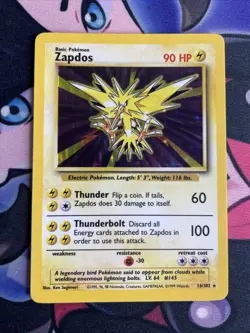 Pokemon TCG Zapdos 16/102 Holo Rare Base Set Unlimited LP/MP - Image 1