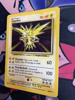 Pokemon TCG Zapdos 16/102 Holo Rare Base Set Unlimited LP/MP - Image 3