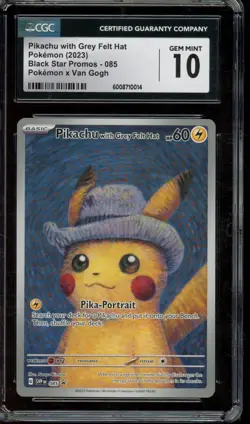 2023 POKEMON X VAN GOGH PROMO #085 PIKACHU WITH GREY FELT HAT CGC 10 - Image 1