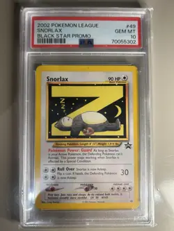 2002 Pokemon League Snorlax Black Star Promo #49 PSA 10 GEM MINT - Image 1