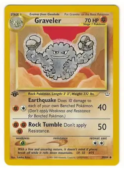 1ST EDITION POKEMON GRAVELER 30/64 NEO REVELATION POKEMON UNCOMMON NEAR MT-MINT - Image 1
