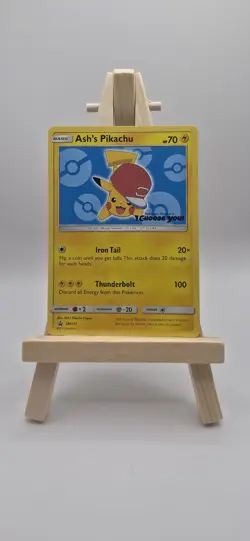 Ash’s Pikachu SM114 Sun & Moon Ultra Rare Non Holo Promo Pokemon Card - Image 1