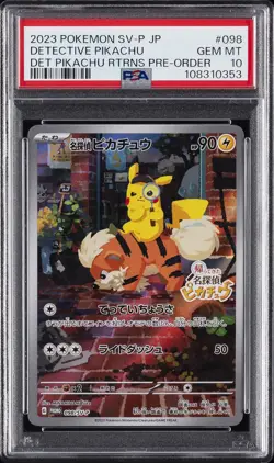 2023 POKEMON JAPANESE SV-P PROMO #098 DETECTIVE PIKACHU PSA 10 - Image 1