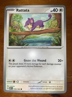 Pokemon TCG Rattata Scarlet & Violet 151 MEW 019/165 Near Mint 2023 - Image 1