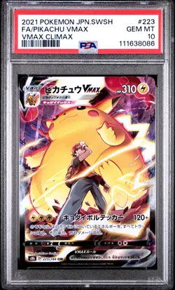 2021 POKEMON JPN SWORD & SHIELD VMAX CLIMAX #223 FULL ART/PIKACHU VMAX PSA 10 - Image 1