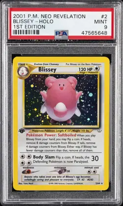 2001 POKEMON NEO REVELATION 1ST ED #2 BLISSEY-HOLO PSA 9 - Image 1