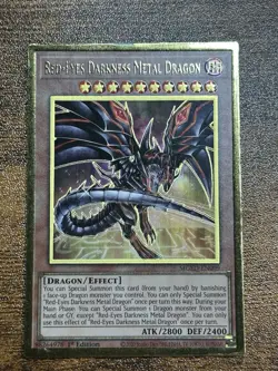 Yu-Gi-Oh Misprint Red-Eyes Darkness Metal Dragon MGED-EN009 Double Name Gold - Image 1