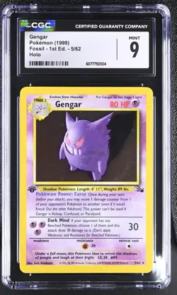 (PSA) CGC 9 Gengar 1st Edition Fossil Holo Rare Pokemon Card #5 Mint Clean - Image 1