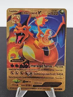 Pokemon Charizard V 522HP Gold Foil Fan Art Card SRL 07-03 Interlaced Flames - Image 1