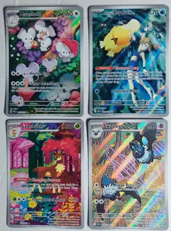 Pokemon Lot Of 4, Full Art, Maushold, Misty's Pysduck, Sawsbuck, Swoobat. - Image 1