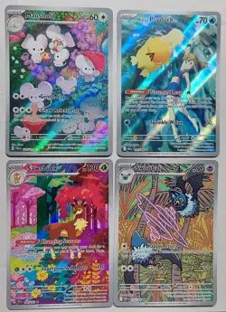 Pokemon Lot Of 4, Full Art, Maushold, Misty's Pysduck, Sawsbuck, Swoobat. - Image 2