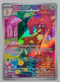 Pokemon Lot Of 4, Full Art, Maushold, Misty's Pysduck, Sawsbuck, Swoobat. - Image 5