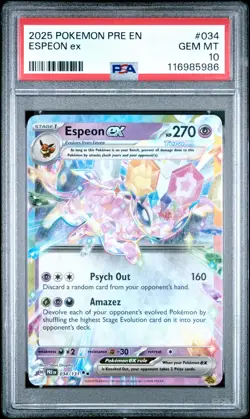 2025 POKEMON PRE EN-PRISMATIC EVOLUTIONS #034 ESPEON EX PSA 10 - Image 1