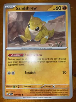 Pokemon TCG sandshrew Scarlet & Violet 151 MEW 027/165 Near Mint 2023 - Image 1
