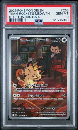 2025 Pokemon Dri En Team Rockets Meowth PSA 10 Illustration Rare PSA 10 - Image 1