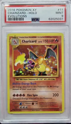 PSA 9 MINT Pokemon TCG 2016 XY Evolutions #11/108 Charizard Holo - Image 1