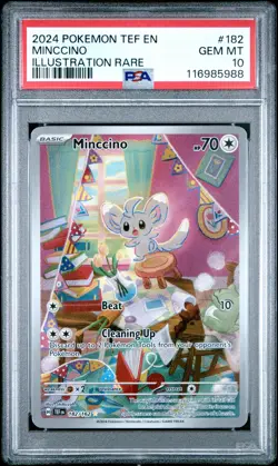 2024 POKEMON TEF EN-TEMPORAL FORCES ILLUSTRATION RARE #182 MINCCINO PSA 10 - Image 1