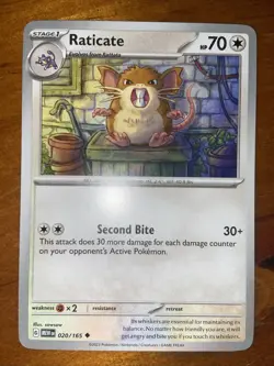 Pokemon TCG Raticate Scarlet & Violet 151 MEW 020/165 Near Mint 2023 - Image 1