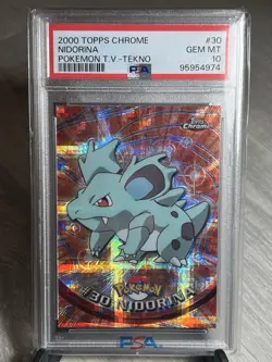 2000 Topps Chrome TEKNO PSA 10 Nidorina Pokemon TV #30 Mint Holo Vintage Card - Image 1