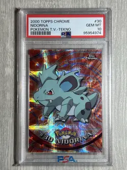 2000 Topps Chrome TEKNO PSA 10 Nidorina Pokemon TV #30 Mint Holo Vintage Card - Image 3