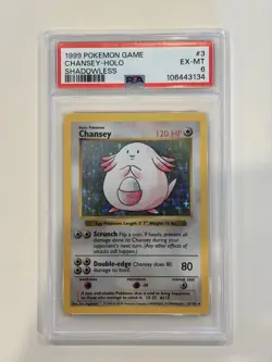 1999 Pokemon Chansey Shadowless #3/102 - PSA 6 EX-MT - Image 1