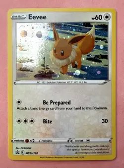 Eevee SWSH190 SWSH Black Star Promo Cosmos Holo w/ Swirl - Pokemon TCG Eng LP - Image 1