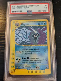 PSA 7 NM - 2002 Pokemon Expedition CLOYSTER 8/165 - Vintage Holo Rare, Low Pop - Image 1
