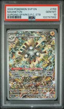2024 POKEMON SURGING SPARKS POKEMON CENTER ETB PROMO SVP #159 MAGNETON PSA 10 - Image 1