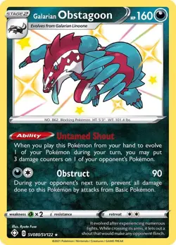 Pokemon TCG Shiny Galarian Obstagoon SV080/SV122 Shining Fates Shiny Rare Holo - Image 1