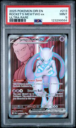 2025 POKEMON DRI EN-DESTINED RIVALS ULTRA RARE TEAM ROCKET'S MEWTWO EX PSA 9 - Image 1