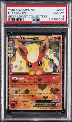 2016 POKEMON XY GENERATIONS RADIANT COLL #RC6 FLAREON EX PSA 8 - Image 1