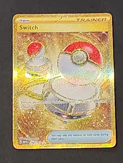 Pokemon TCG Gold Switch 206/165 Sv: Scarlet & Violet 151 Hyper Rare Trainer - Image 1