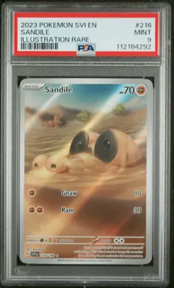 2023 POKEMON SVI EN-SCARLET & VIOLET ILLUSTRATION RARE #216 SANDILE PSA 9 - Image 1