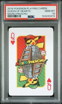 2016 POKEMON PLAYING CARDS MARIO PIKACHU QUEEN OF HEARTS PSA 10 - Image 1