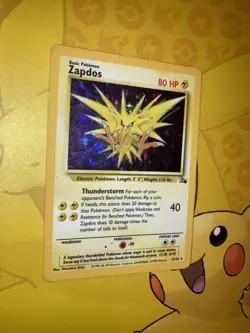 Pokemon card Zapdos Rare black star Holo card 15/62 Fossil set (WOTC) - Image 1