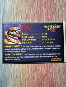 Nintendo Power Mario Kart 64 WARIO Trading Card N64 RARE Vintage 1994-97 - Image 2