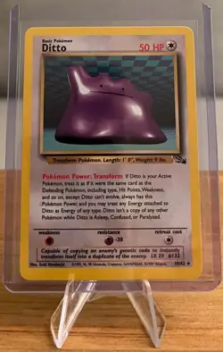 Ditto #132 Non-Holographic Pokemon Card MP - 18/62 Rare Fossil Set 1999 - Image 1