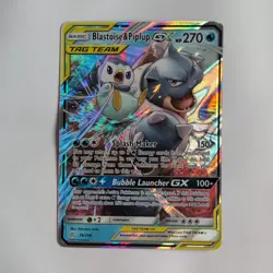 Pokemon TCG Blastoise & Piplup Tag Team GX Sun Moon Cosmic Eclipse Card 38/236 - Image 1