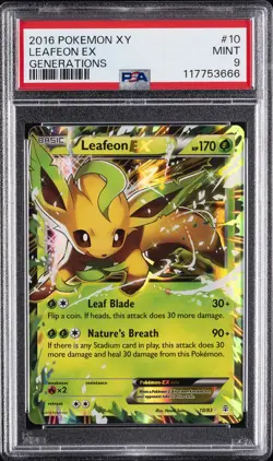 2016 POKEMON XY GENERATIONS #10 LEAFEON EX PSA 9 - Image 1