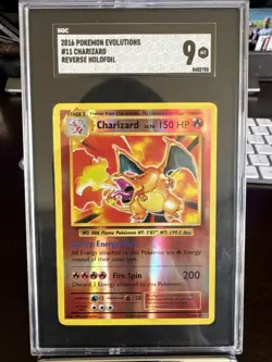 🔥 2016 Pokemon XY Evolutions Reverse Holo Rare Charizard [11/108] SGC 9 [MINT] - Image 1