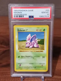 Pokemon 1999 Base Set 55/102 Shadowless Nidoran PSA 10 Gem Mint - Image 1
