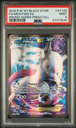 2016 POKEMON XY BLACK STAR PROMO SUPER-PREM COLL #XY125 FULL ART/MEWTWO EX PSA 9 - Image 1