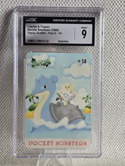 Lapras & Togepi Sticker Card Pokemon sealdass Japanese Bandai Graffiti CGC 9 - Image 1