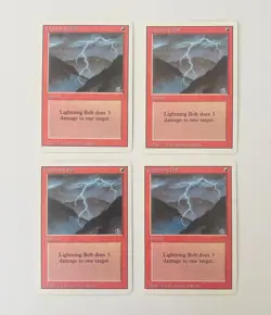 4X 1994 MTG Magic The Gathering Lightning Bolt Revised Edition NM UNPLAYED - Image 1